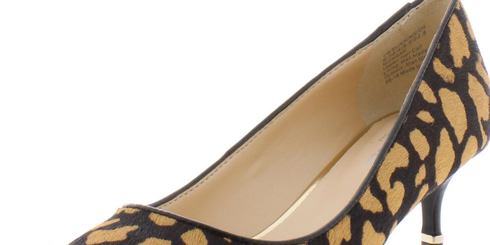 Kenneth Cole Women's Leopard Print Morgan Pointed Toe Kitten Heel Slip on Pumps Brown Size 6.5 M