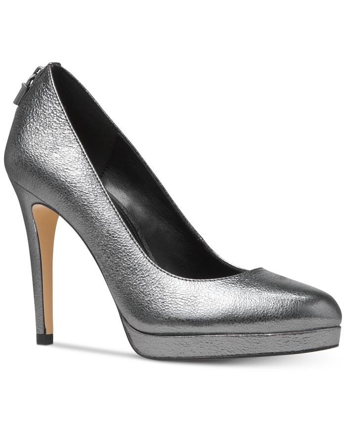 Michael Kors Women's Antoinette Pump Closed Toe Anthracite Sandale Silver Size 8.5 M
