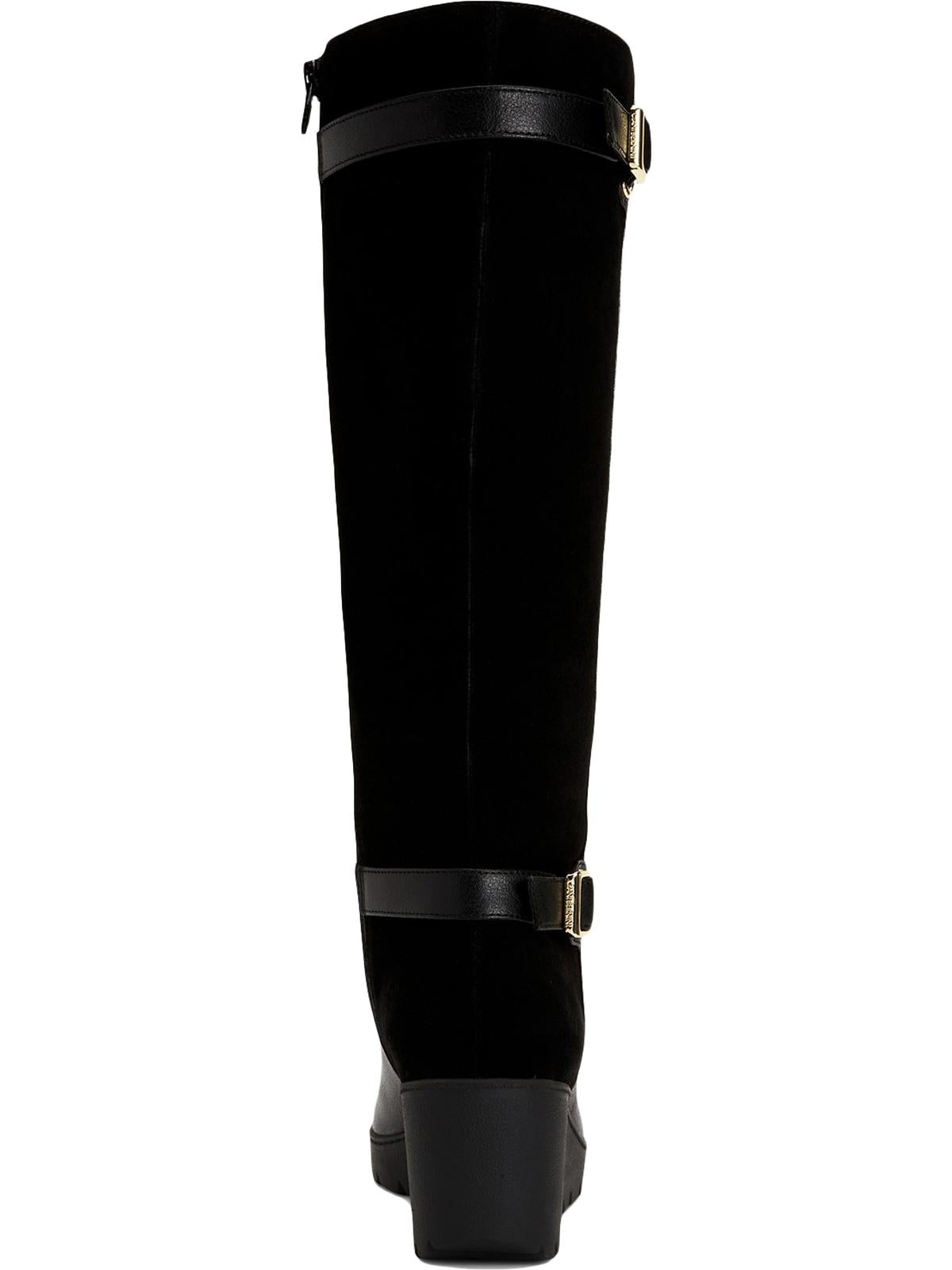Giani Bernini Women's Buckle Accent Round Toe Wedge Zip up Dress Boots Black Size 12 M