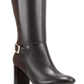 Bandolino Women's Buckle Accent Cushioned Bilya Almond Toe Block Heel Zip up Leather Heeled Boots Dark Brown Size 8 M