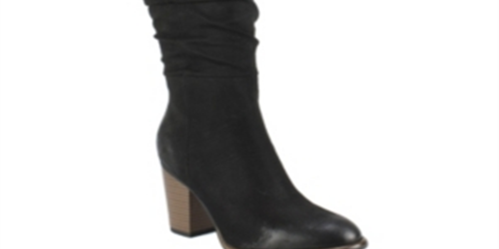 White Mountain Women's Cushioned Ruched Trunell Almond Toe Stacked Heel Zip up Heeled Boots Black Size 7.5 M