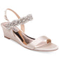 Badgley Mischka Women's Larisa Wedge Satin Sandal Brown Size 8 M