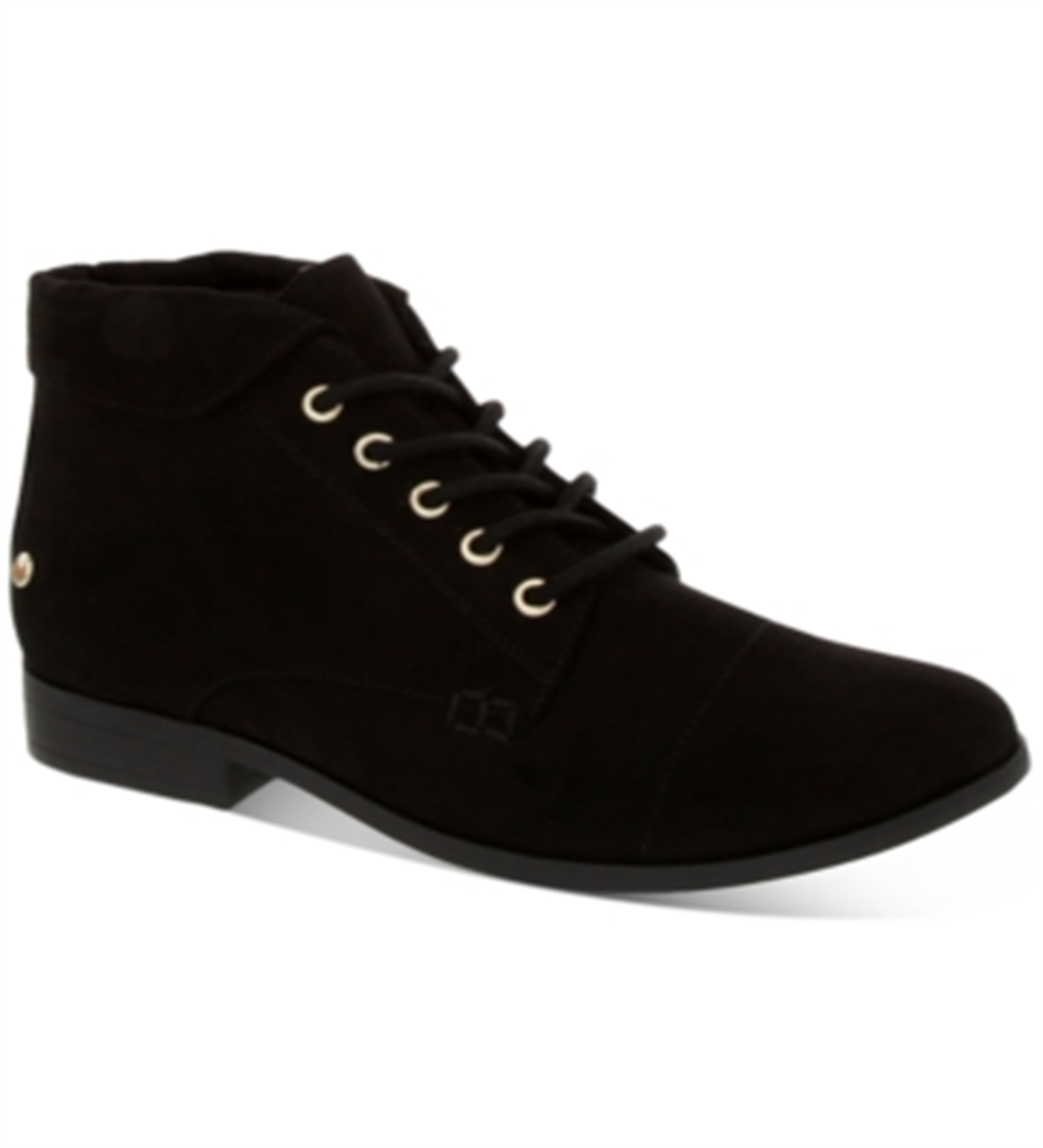 Charter Club Women's Round Toe Block Heel Lace-up Booties Black Size 9.5 M
