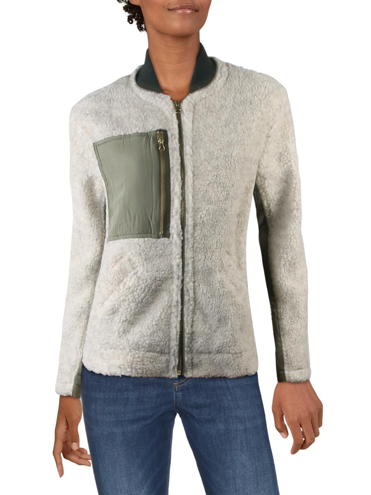 Free People Women's Textured Zip up Winter Jacket Coat Brown Size Small
