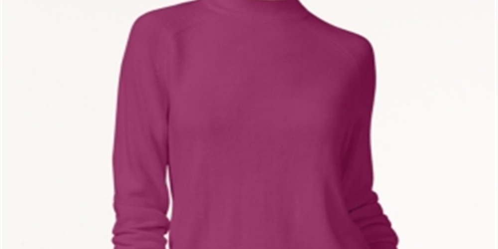 Karen Scott Women's Zip Back Mock Neck Sweater Purple Size XX-Large