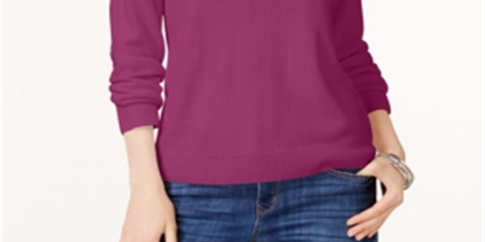 Karen Scott Women's Zip Back Mock Neck Sweater Purple Size XX-Large