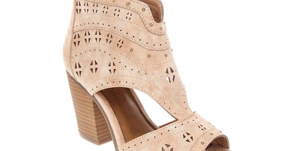 Sugar Women's Viveca Peep Toe Ankle Bootie with Side Cut Out Boot, blush Size 6M