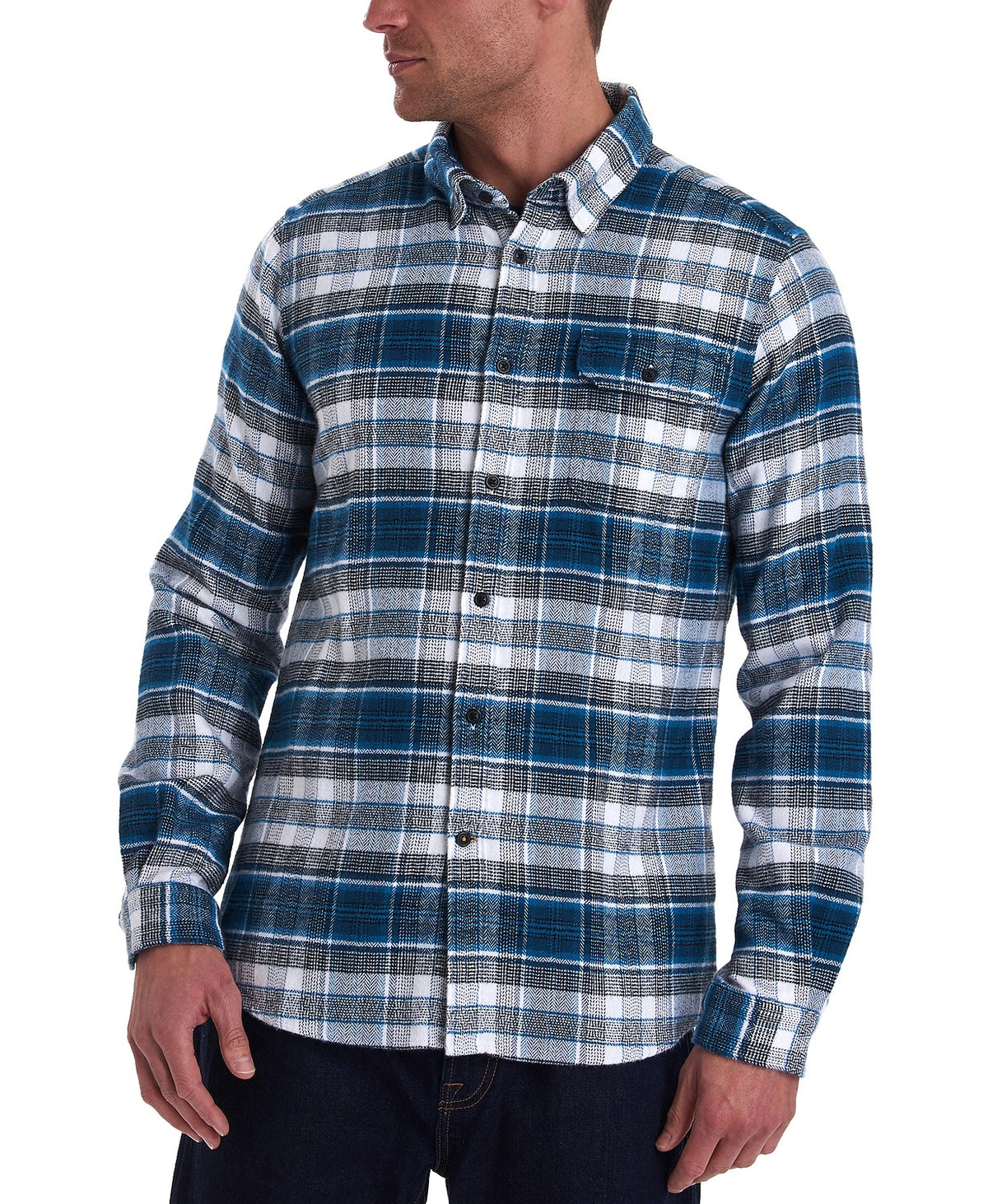 Barbour Men's Shoreham Men's Shirt Blue Steel Size Medium