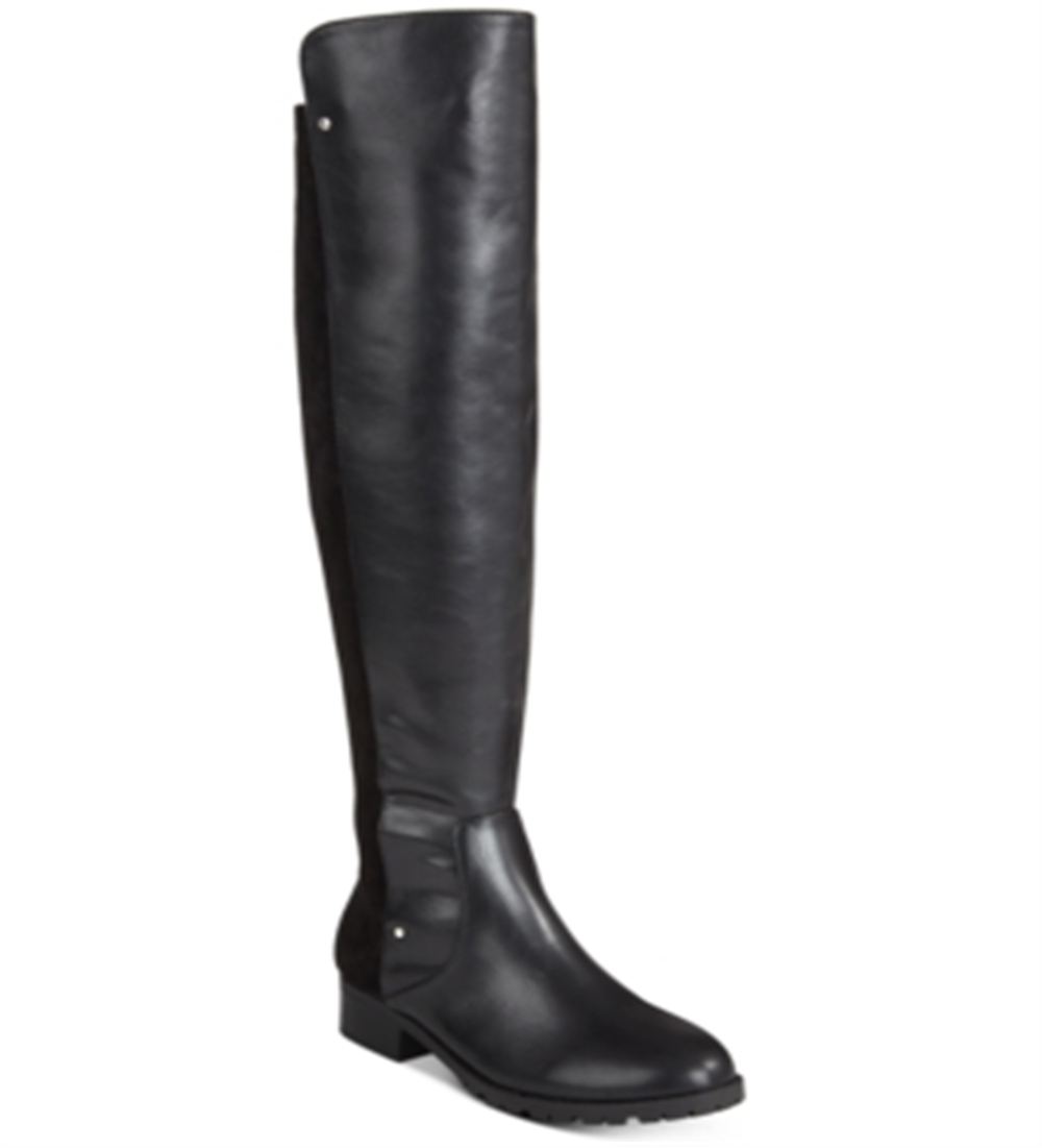 Material Girl Women's Webby Over-The-Knee Bo Black Smooth Size 8.5M