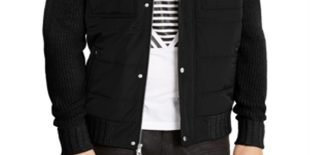 INC Men's  Quilted Color Block Jacket Black Size Small
