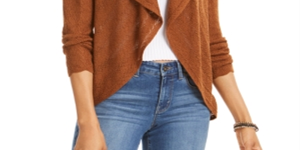 Style & Co Women's  Pointelle Cardigan  Roasted Spice Brown Size Small