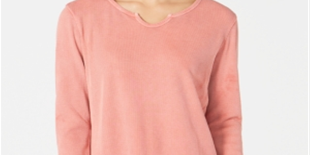 Style & CO Women's  Long Sleeve Crew Neck TopOrange Size Petite XL