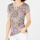 INC International Concepts Women's Ruched Side Short Sleeve Top Black Size XS