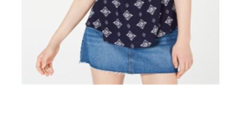 Hippie Rose Junior's Printed Tie Front Tank Top Blue Size XS