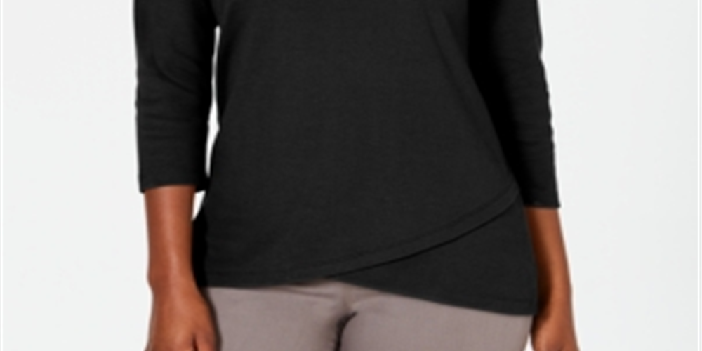 Karen Scott Women's Tulip Hem Top Black Size XX-Large