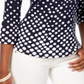 Charter Club Women's Pima Cotton Button-Shoulder Print Top Blue Size Petite M