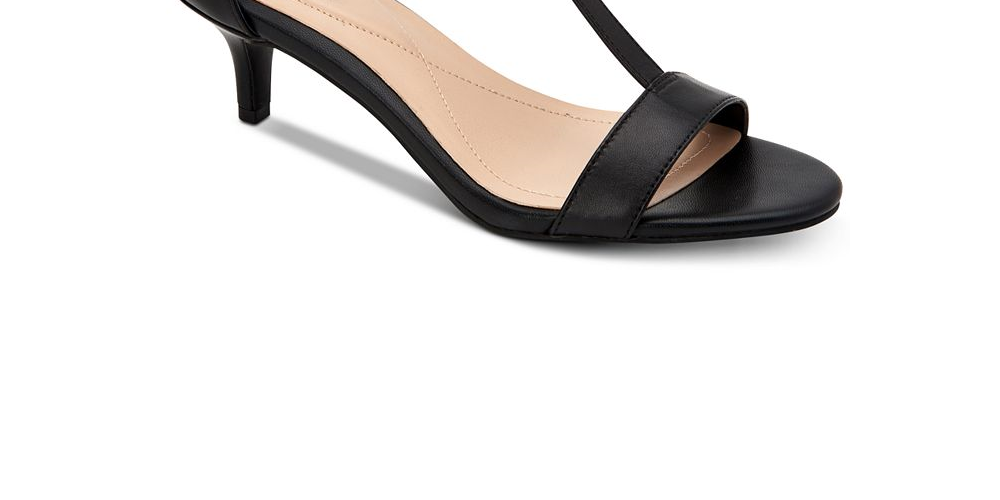 Alfani Women's Chiarra Leather Open Toe Formal T-Strap Sandals Blush  Size 7.5M