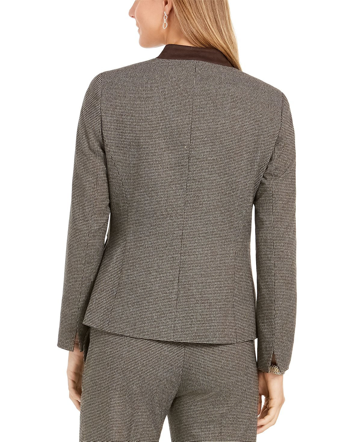 Kasper Women's Houndstooth Print Blazer Brown Size 4 Petite