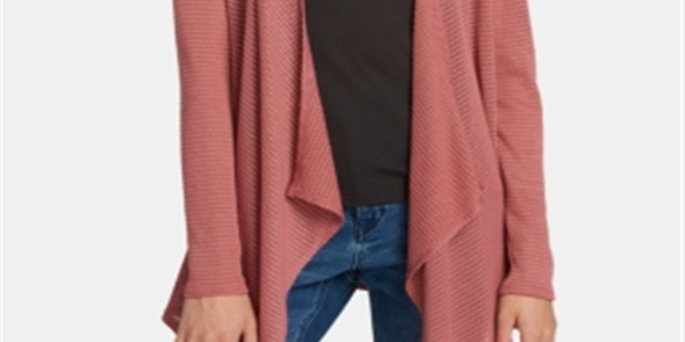 Volcom Junior's Open Front Wrap Cardigan Pink Size XL