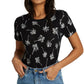 Billabong Women's Palm Tree New Soul Babe Crewneck Top Black Size M