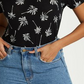 Billabong Women's Palm Tree New Soul Babe Crewneck Top Black Size M
