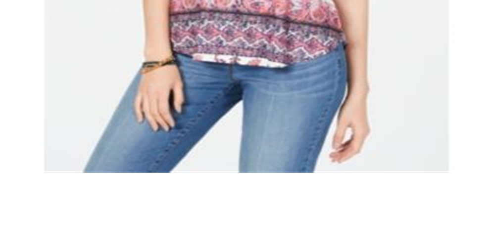 Style & Co Women's Printed Short Sleeve T-Shirt Top Pink Size Small