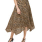 Calvin Klein Women's Leopard Print Handkerchief Hem Skirt Yellow Size 6
