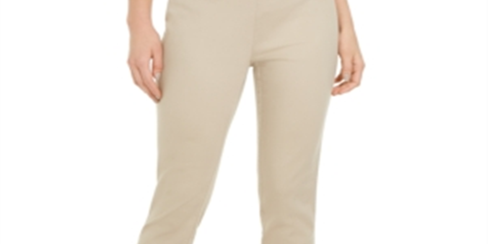 Charter Club Women's Chelsea Stretch Twill Cropped Pants Creme Size 6 Petite