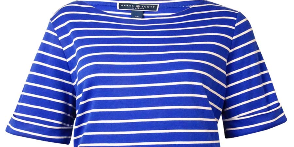 Karen Scott Women's Boat Neck Striped Knit Top Brown Size 10M