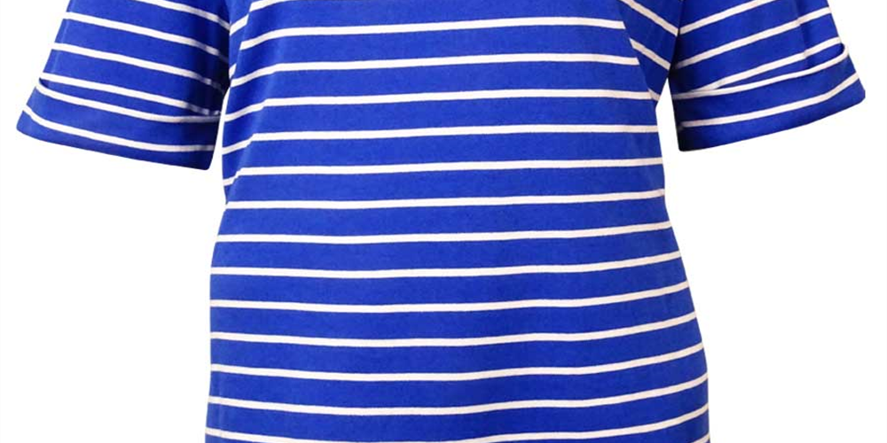 Karen Scott Women's Boat Neck Striped Knit Top Brown Size 10M