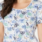 Karen Scott Women's Jewel Neck Dotted T-Shirt Blue Size Medium