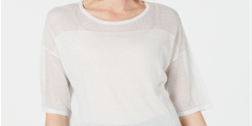 JM Collection Women's Novelty Stitch Pullover Sweater White Size Medium