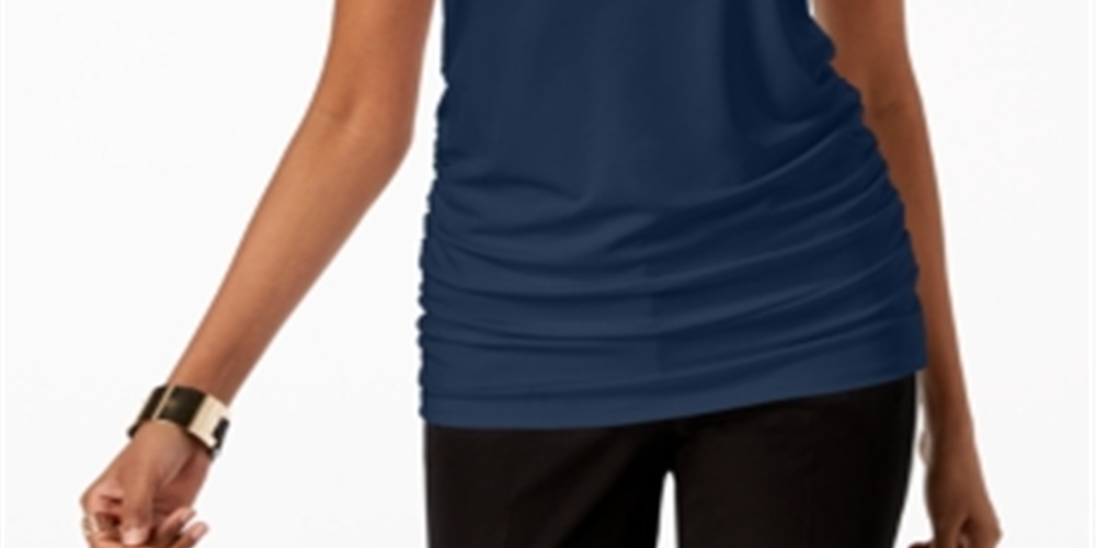 Alfani Women's Ruched Camisole Tank Top Blue Size Small