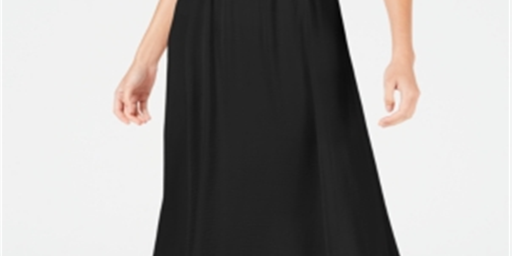 Alfani Women's Washed Satin a Line Skirt Black Size Petite S