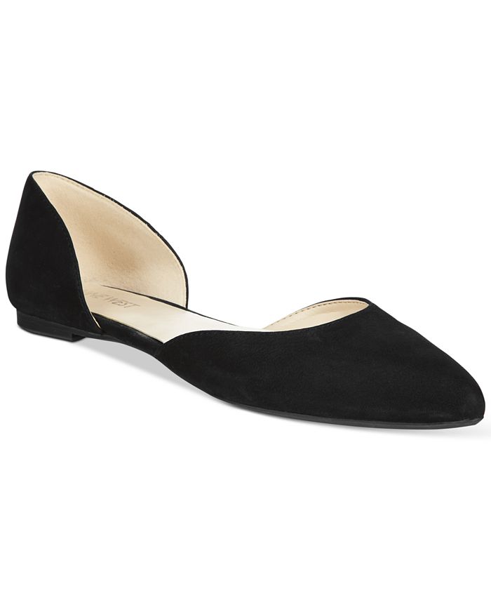 Nine West Women's Starship Leather Pointed Toe Ballet Flats Black Size 6.5 M