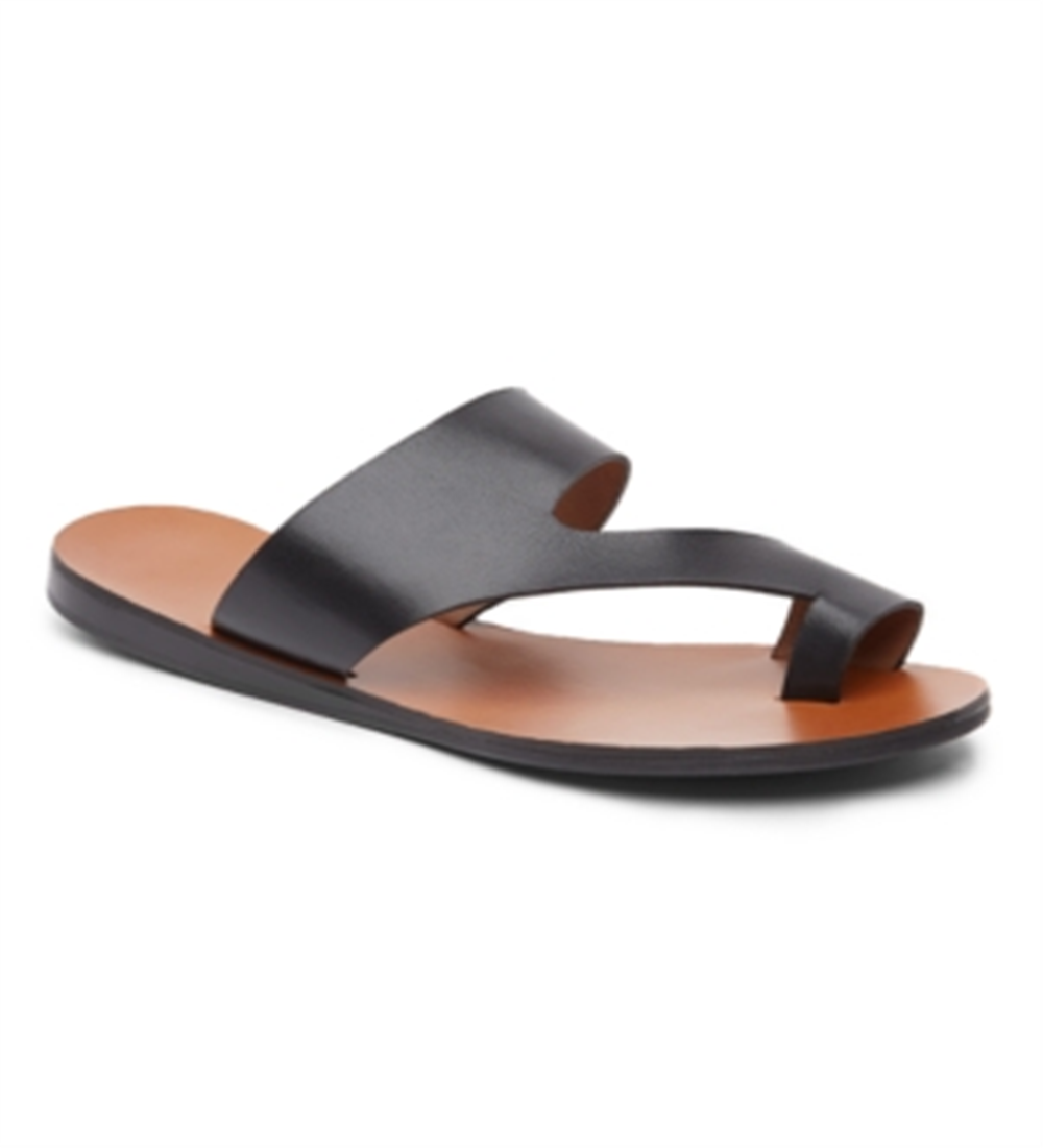 Kenneth Cole New York Women's Palm Leather Slip on Flat Sandals Black Size 8 M