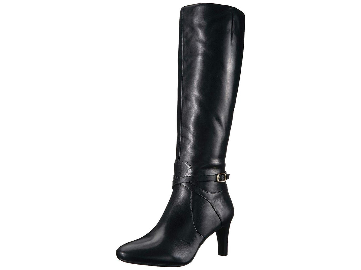 Ralph Lauren Women's Elberta Faux Fur Pointed Toe Mid Calf Rainboots Black Size -6 B