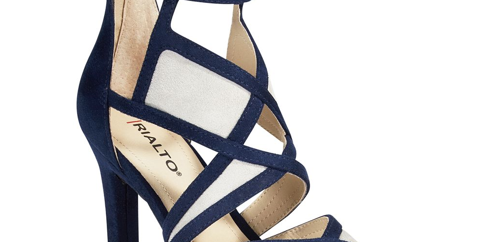 Rialto Women's Ria Fabric Peep Toe Ankle Strap D-orsay Pumps Navy Size 5.5