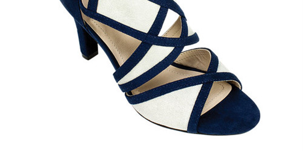 Rialto Women's Ria Fabric Peep Toe Ankle Strap D-orsay Pumps Navy Size 5.5