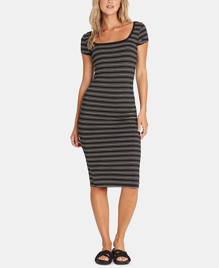 Billabong Junior's Day Night Striped Midi Dress Black Size Large