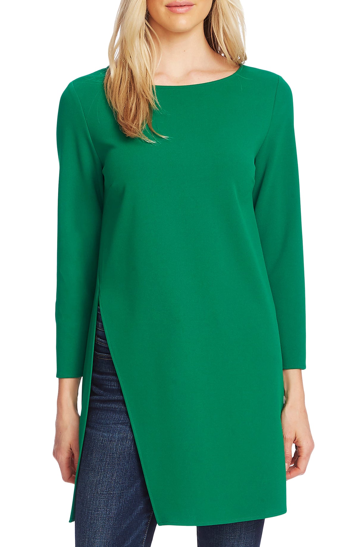 Vince Camuto Women's Split Hem Tunic Top Green Size Small
