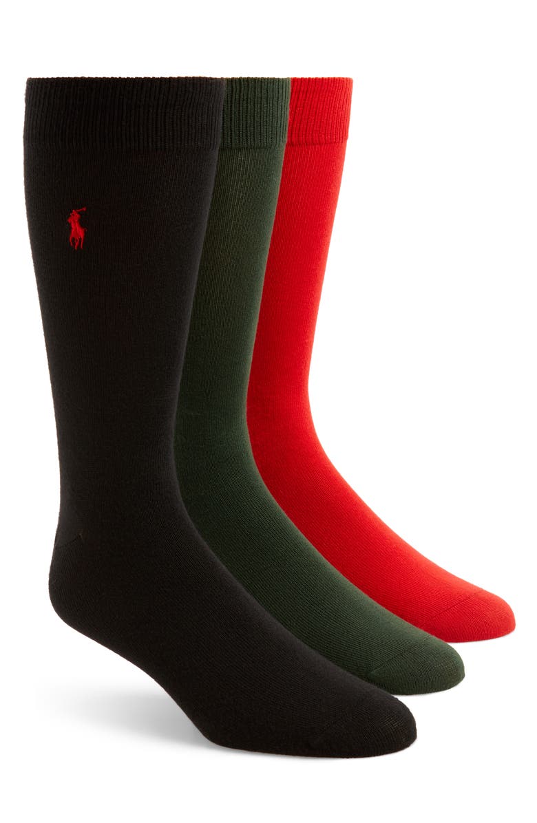 Polo Ralph Lauren Men's Embroidered Logo Dress Socks Black Size 10-13
