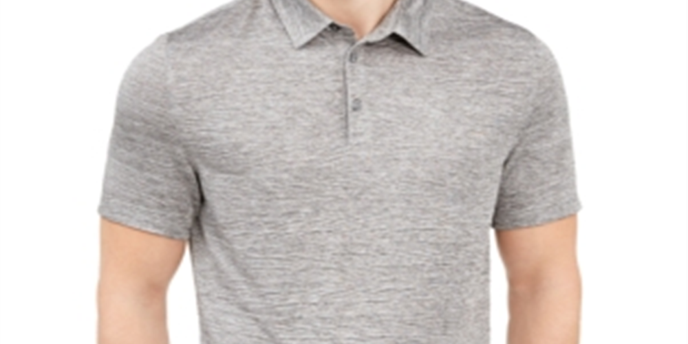 Alfani Men's Crinkle Textured Polo Shirt Gray Size XX-Large