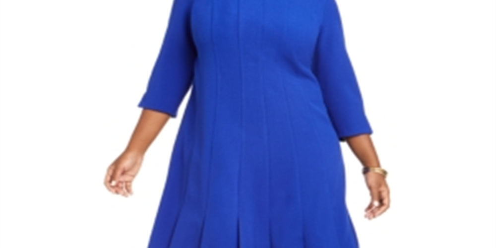 Jessica Howard Women's Plus Pleated a Line Dress Blue Size 14W