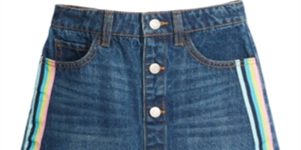 Epic Threads Big Girl's Cotton Striped Denim Skirt Blue Size 10