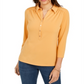 Charter Club Women's Knit Polo Shirt Yellow Size X-Large