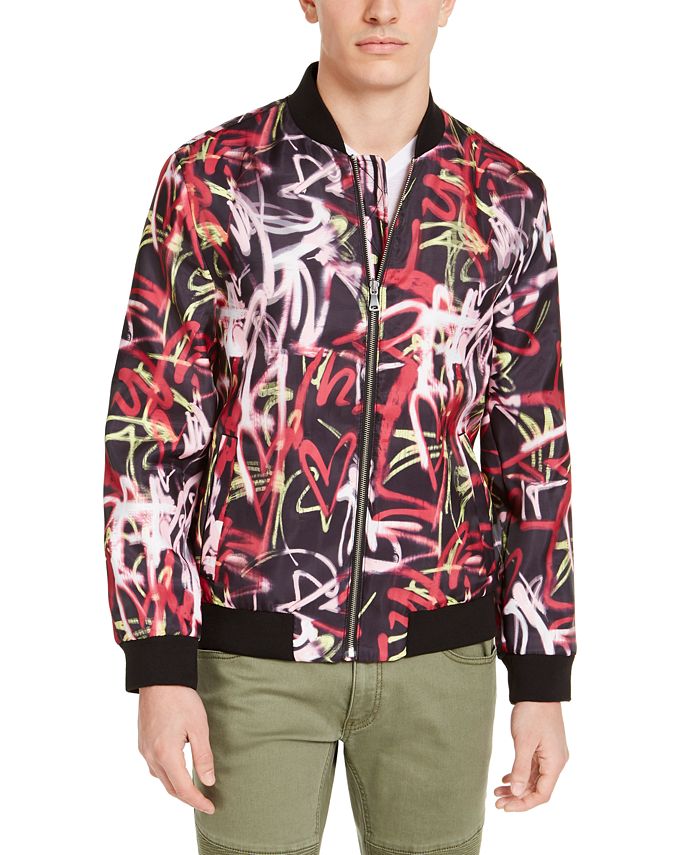 INC International Concepts Men's Patterned Zip up Jacket Red Size 3X
