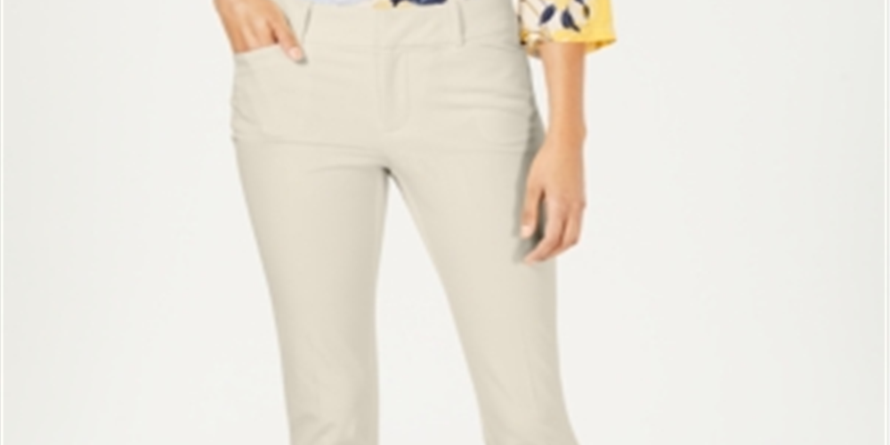 Charter Club Women's Solid Newport Slim Leg Pants Brown Size 10 Petite