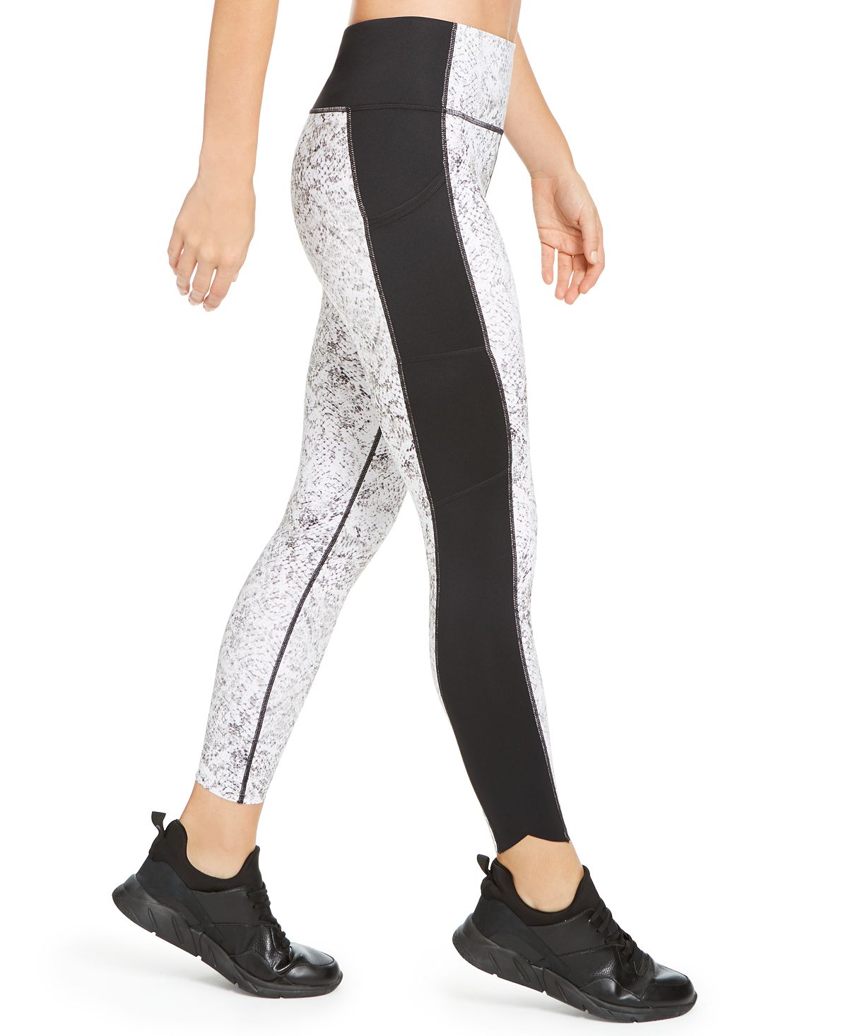 Ideology Women's Snake Print Colorblocked Leggings White Size XX-Large