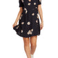 Volcom Women's Casual Floral Wrapsicle Wrap Dress Black Size XL